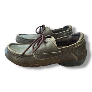 Roper Bomber Leather Casual Lace Up Comfort  Shoe Driving Moccasin Women’s 6.5
